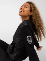 Black quilted bomber sweatshirt with pockets by RUE PARIS