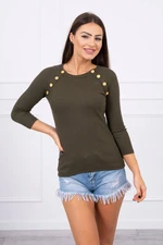 Blouse with khaki decorative buttons