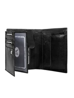 Men's vertical black leather wallet without fastening