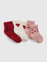 Set of three pairs of girls' socks in red, white and pink GAP