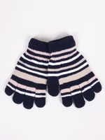 Yoclub Kids's Girls' Five-Finger Striped Gloves RED-0118G-AA50-004