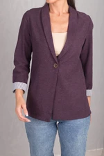 armonika Women's Plum Striped One-Button Jacket