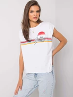 Women's white cotton T-shirt with print