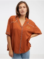 Women's Short Sleeve Brown Shirt VANS Dusk Downer - Women
