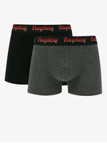 Set of two men's boxer shorts in black and dark gray Replay