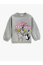 Koton Looney Tunes Printed Sweatshirt Licensed Half Turtleneck Long Sleeve