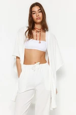 Trendyol Ecru Woven Kimono Trouser Beach Set