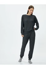 Koton Pajama Top Crew Neck Long Sleeve Viscose Blended