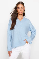 Trendyol Blue Wide Fit Soft Textured Knitwear Sweater