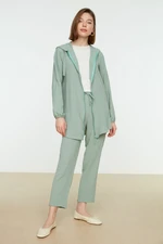 Trendyol Mint Hoodie, Zippered Aerobin, Cardigan-Pants Weave Suit