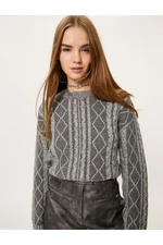 Koton Knitwear Sweater Hair Braid Detailed Long Sleeve Crew Neck