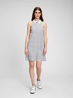 Blue and White Women's Striped Short Dress with Collar GAP