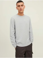 Light grey ribbed basic sweater Jack & Jones Otto - Men