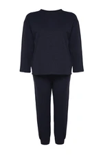 Trendyol Curve Navy Blue Textured Knitted Pajamas Set