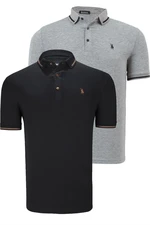 DOUBLE SET T8586 DEWBERRY MEN'S T-SHIRT-BLACK-GREY