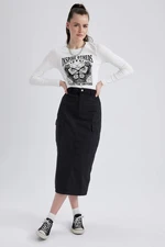 DEFACTO Regular Fit Gabardine Midi Skirt