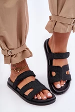 Women's Fabric Zippered Sandals Black Jose