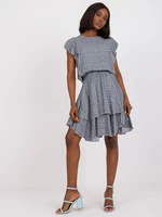 Blue summer dress RUE PARIS with frills