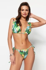 Trendyol Floral Patterned Tie-Up High Leg Bikini Bottom