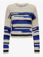 Women's blue and cream sweater ONLY Bessie - Women