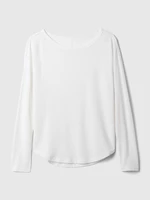 White women's basic T-shirt with linen blend GAP