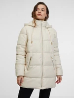 Women's creamy quilted faux leather coat ORSAY
