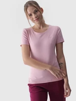 Dámské hladké tričko slim - pudrově růžové