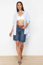 Trendyol Dark Blue More Sustainable High Waist Denim Bermuda