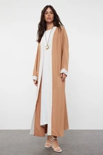 Trendyol Camel Color Blocked Long Woven Dressless One Piece Cap & Abaya & Abaya