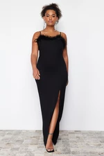 Trendyol Curve čierne pletené šaty Finike vo veľkosti Plus Size