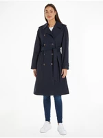 Tmavomodrý dámsky trenčkot Tommy Hilfiger Cotton Classic Trench