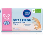 NIVEA BABY Soft & Cream detské jemné vlhčené obrúsky 2x57 ks