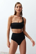 Trendyol Black Single Shoulder High Waist Regular Bikini Set