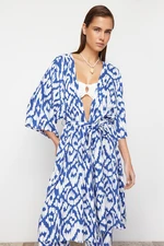 Trendyol Abstract Patterned Belted Midi Woven Kimono & Kaftan