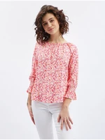 Pink and orange women's floral blouse ORSAY