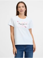 White women's T-shirt with Pepe Jeans print