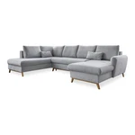 Jasnoszara rozkładana sofa w kształcie litery "U" Miuform Scandic Lagom, lewostronna