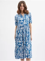 Orsay White and Blue Patterned Midi Dress - Women