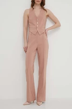 Kalhoty Artigli dámské, růžová barva, jednoduché, high waist