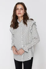 Trendyol Stone Woven Polka Dot Chiffon Shirt