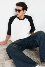 Trendyol Black Oversize Pocket Color Blocked 100% Cotton T-Shirt