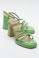 LuviShoes OPPE Green Patent Leather Women's Heeled Shoes