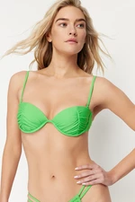Trendyol Green Balconette Draped Push Up Bikini Top