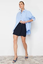 Trendyol Navy Blue Striped Mini High Waist Knitted Shorts Skirt