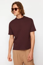 Trendyol Brown Relaxed Cut Back Patch Detail Printed 100% Cotton T-shirt