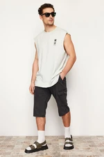 Trendyol Anthracite Regular Waist Cargo Pocket Bermuda Denim Shorts