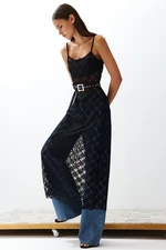 Trendyol Black Lace Strap-fitting Flexible Knitted Maxi Pencil Dress