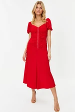 Trendyol Red Fitted Snake Knitted Elegant Evening Dress