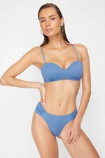 Trendyol Blue Gathered Brazilian Bikini Bottom