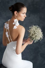 Trendyol Bridal White A-Line Satin Rose Detailed Wedding/Wedding Long Evening Evening Dress